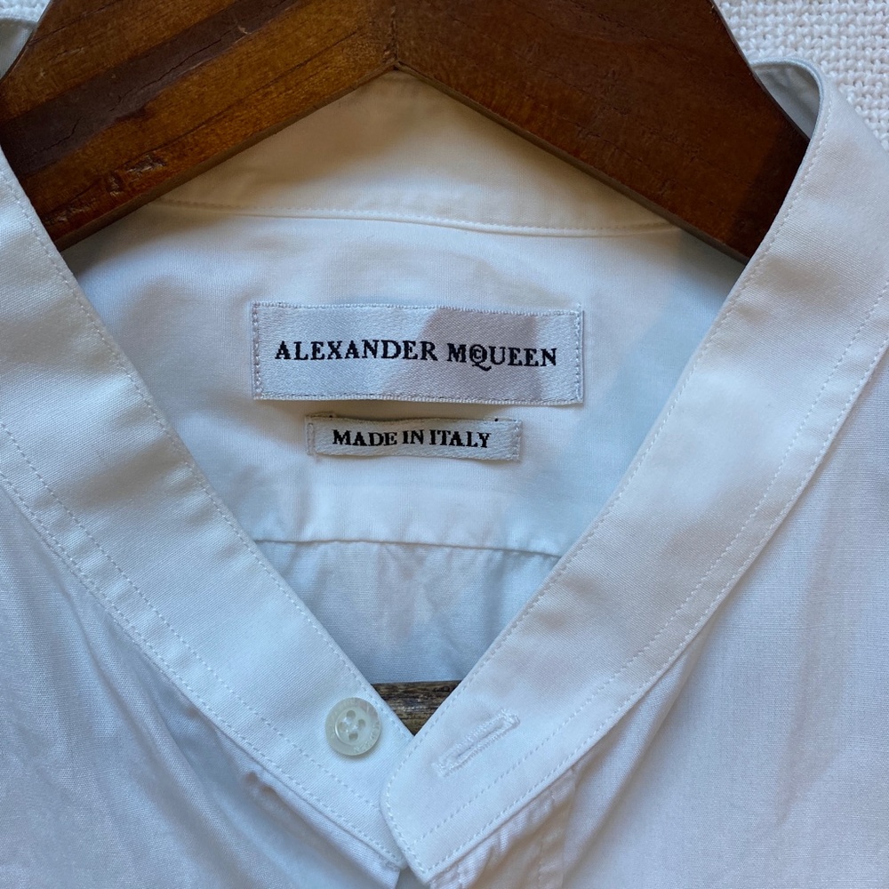 Alexander McQueen band collar button down shirt white  Size 17+  Ultra Luxury - Picture 6 of 13